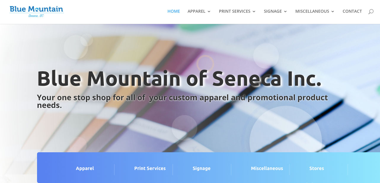Blue Mountain Media of Seneca website page