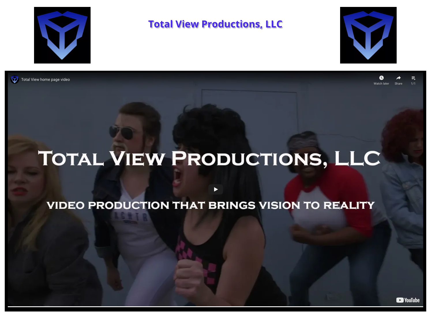 Total View Productions website page