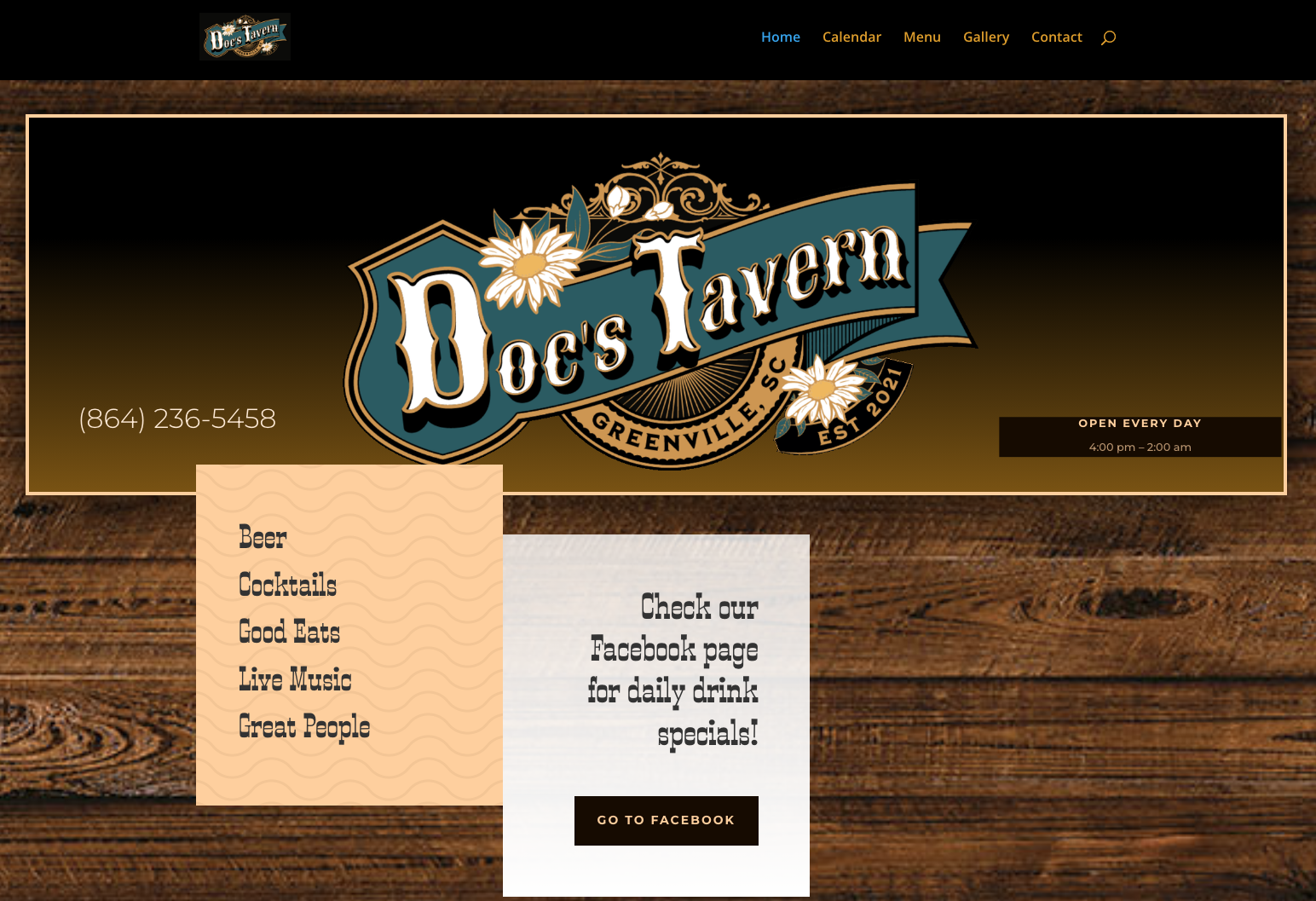 Doc's Tavern website home page